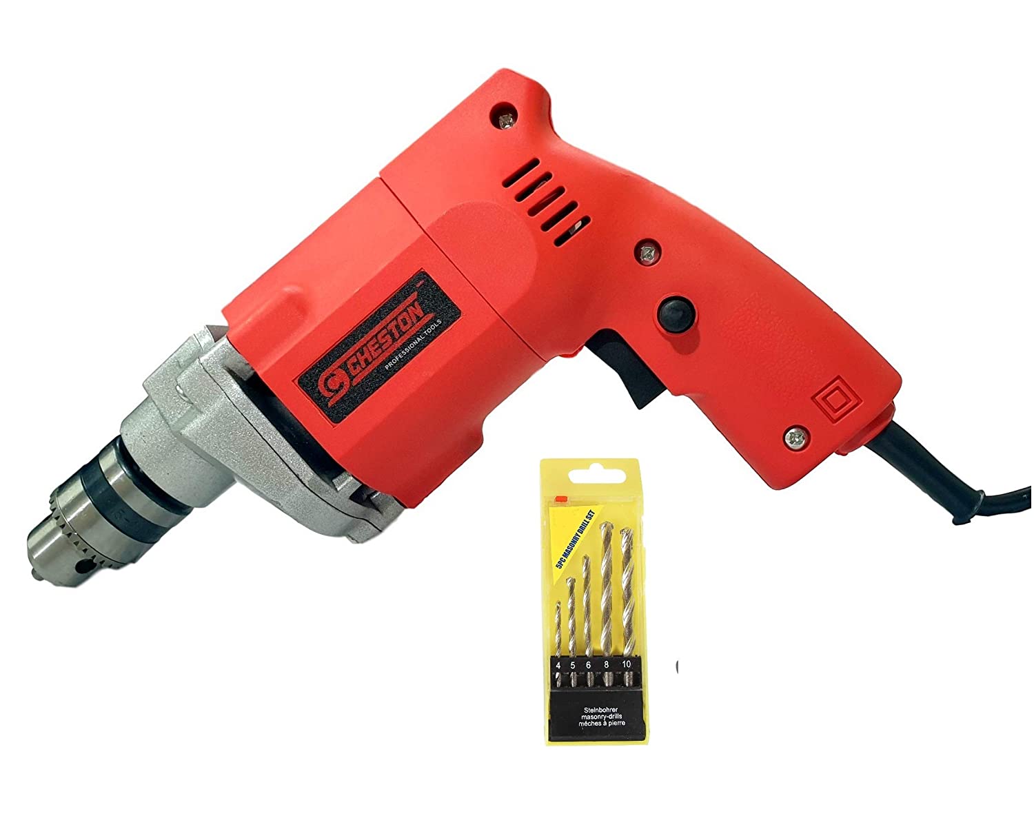 drill machine for home use - Cheston 10mm Powerful Drill Machine for Wall, Metal, Wood Drilling with 19 HSS bits for Drilling in Wood, Metal, Plastic